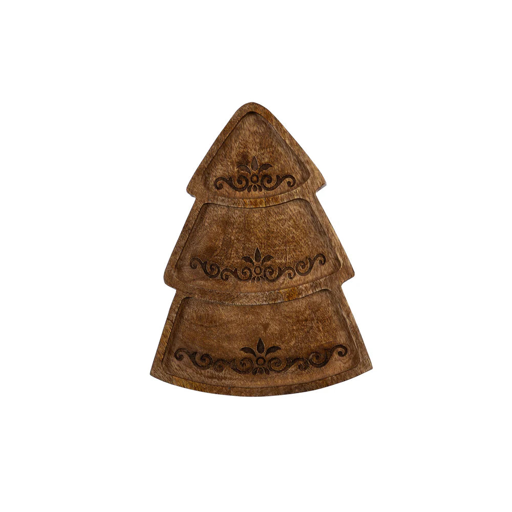 12" Wood Tree Divided Server