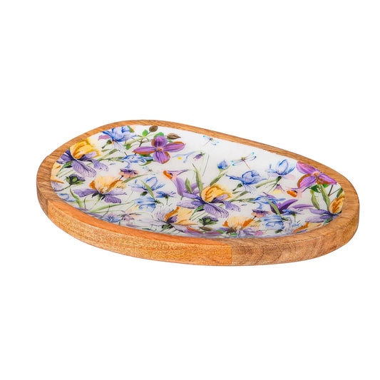 Golden Lilac Irregular Shaped Wood Serving Tray