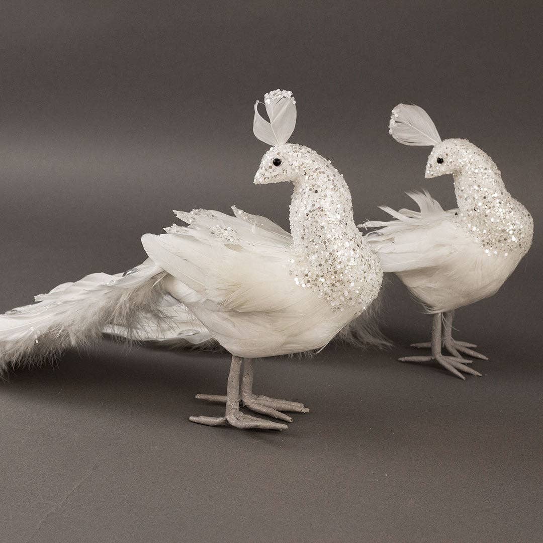 White Peacock Ornament: 18"