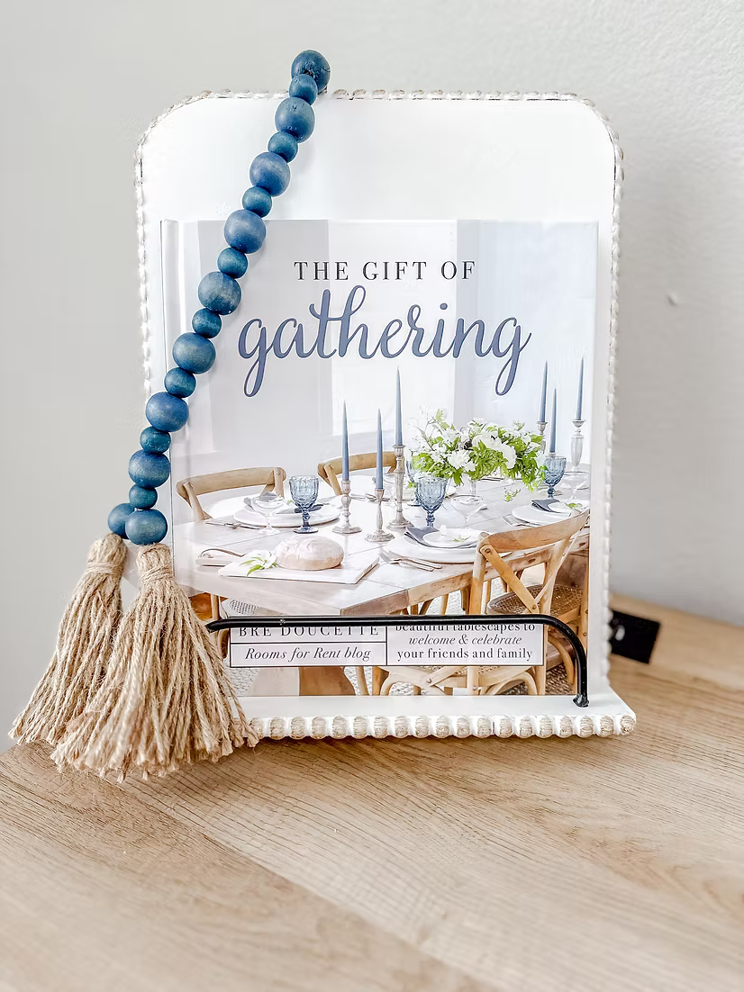 Cookbook Stand - Distressed & Beaded