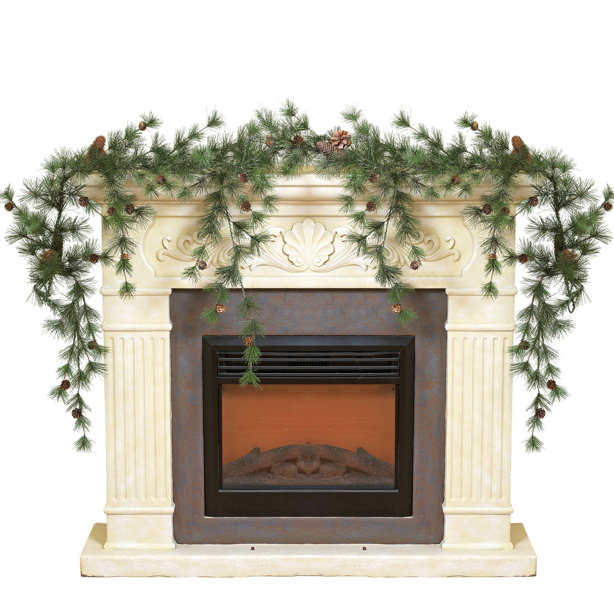 Christmas Snowy Ming Pine Garland 6ft with Drooping Branches