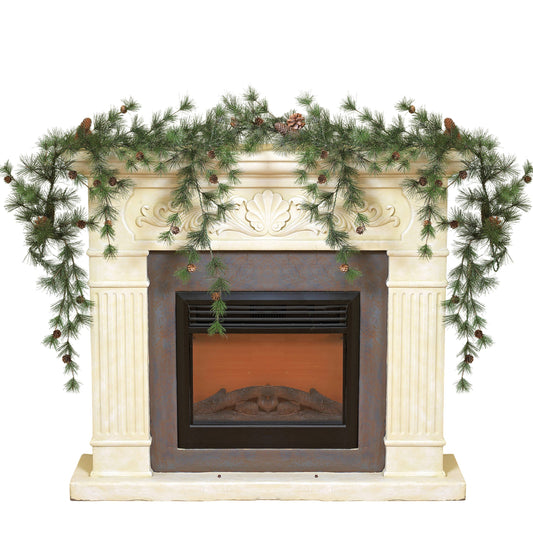 Christmas Snowy Ming Pine Garland 6ft with Drooping Branches