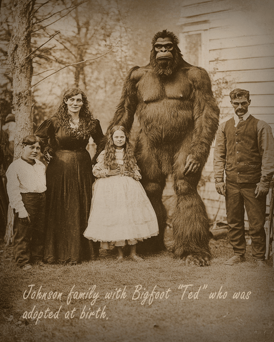 Adopted - Bigfoot and Sasquatch Wall Art Prints – 8″x10″ Artwork in 11″x14″ Mat