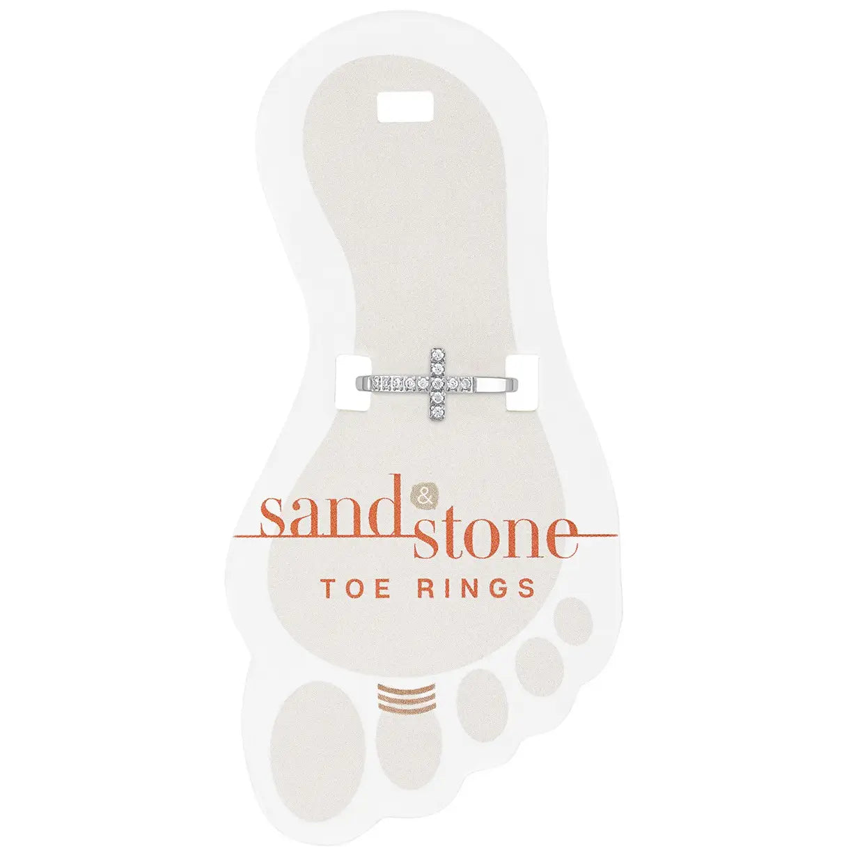 Silver CZ Cross Sand & Stone Toe Ring