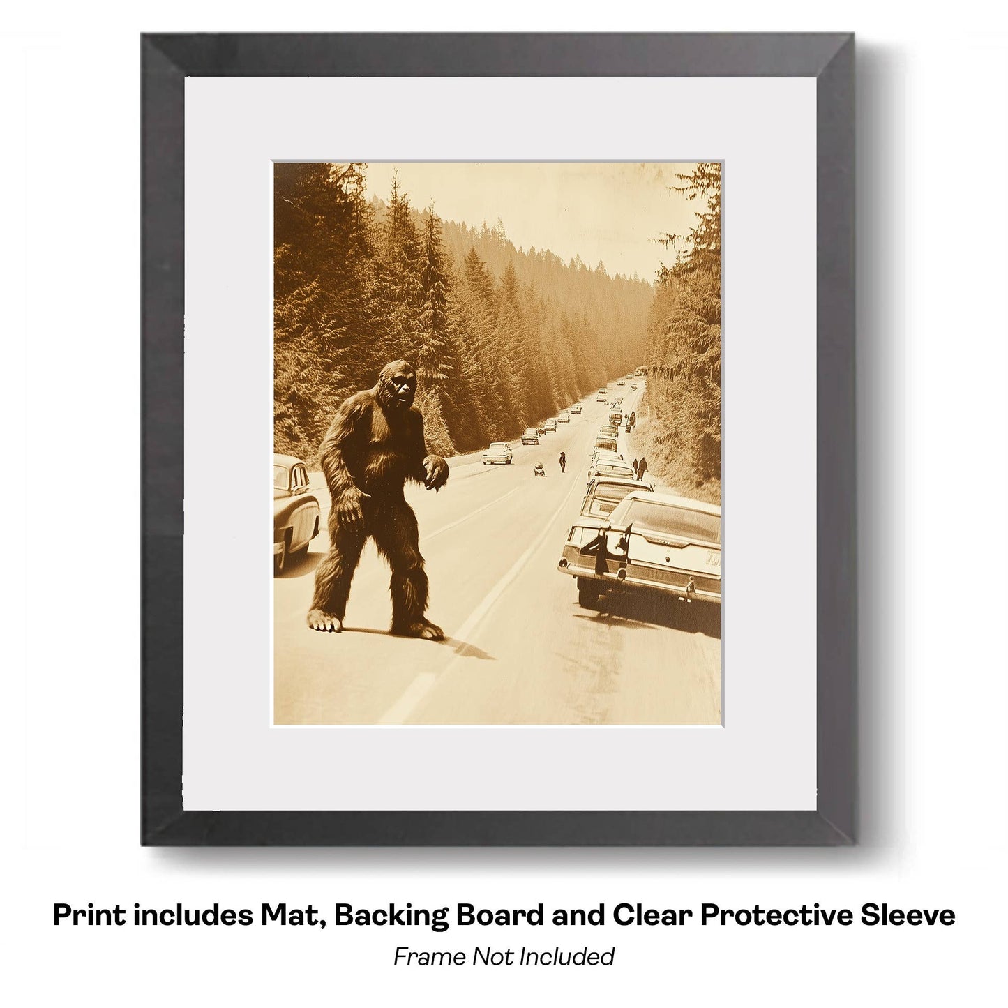 Vintage Photograph of Bigfoot Summer Memory Cryptids Art Prints - Bigfoot Prints – 8″x10″ Artwork in 11″x14″ Mat