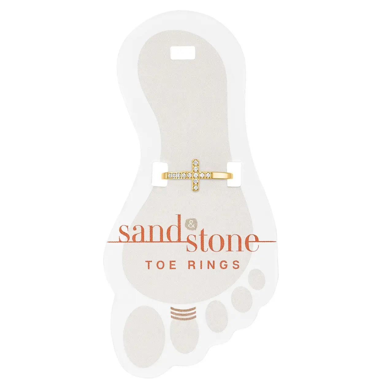 Gold CZ Cross Sand & Stone Toe Ring