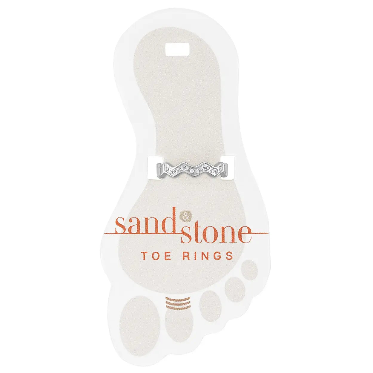 Silver CZ Zig Zag Sand & Stone Toe Ring