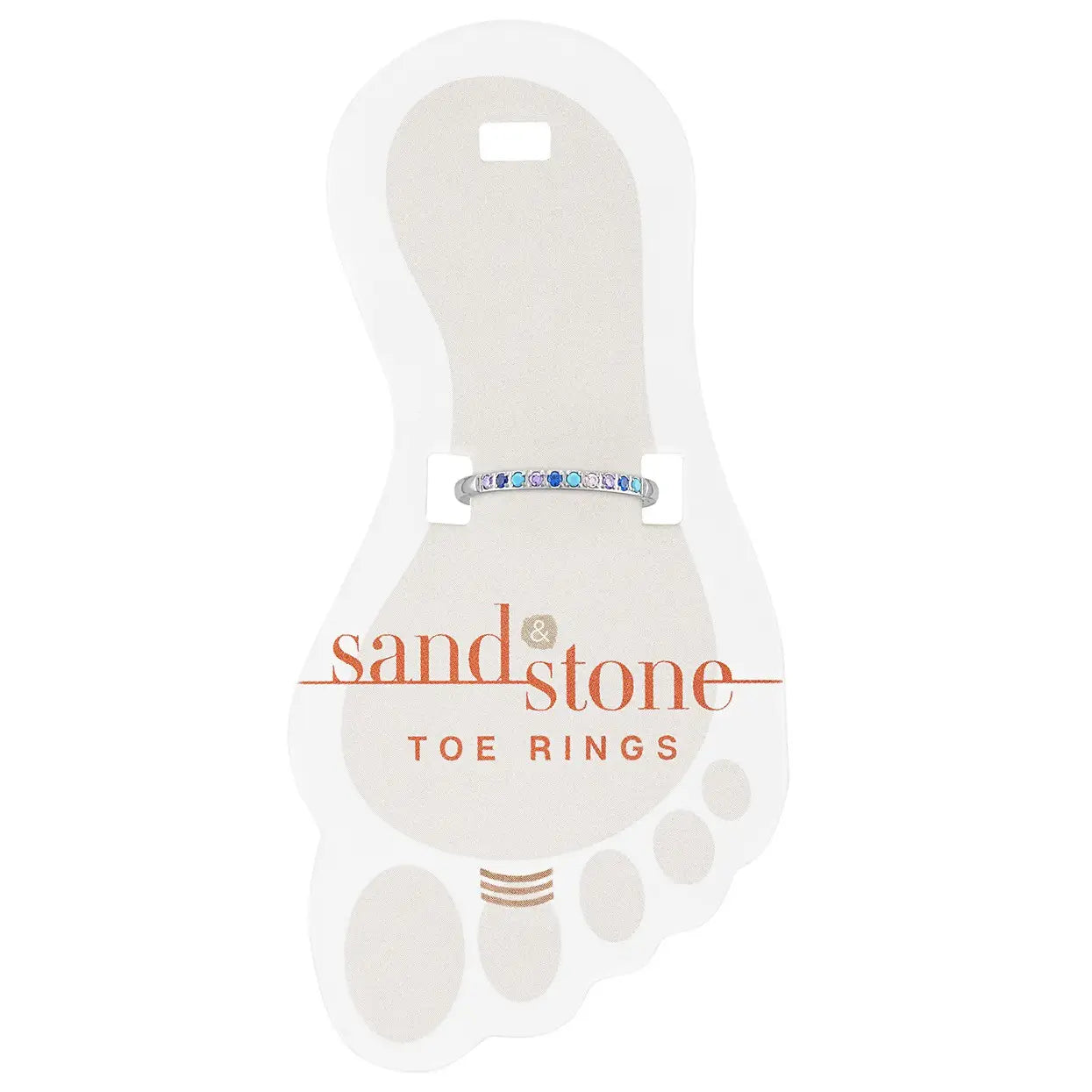 Silver Thin Multi Blue Sand & Stone Toe Ring