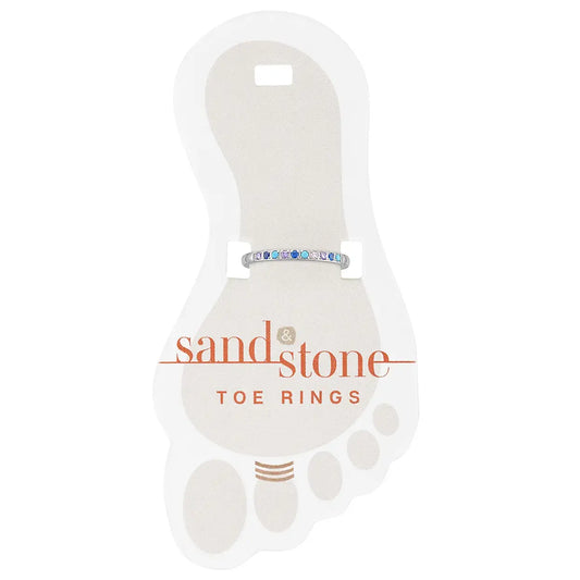 Silver Thin Multi Blue Sand & Stone Toe Ring