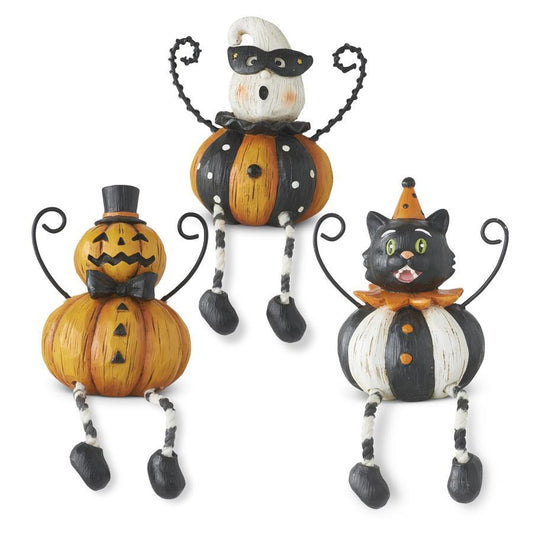 Assorted 7 Inch Resin Halloween Shelf Sitters w/Wire Arms