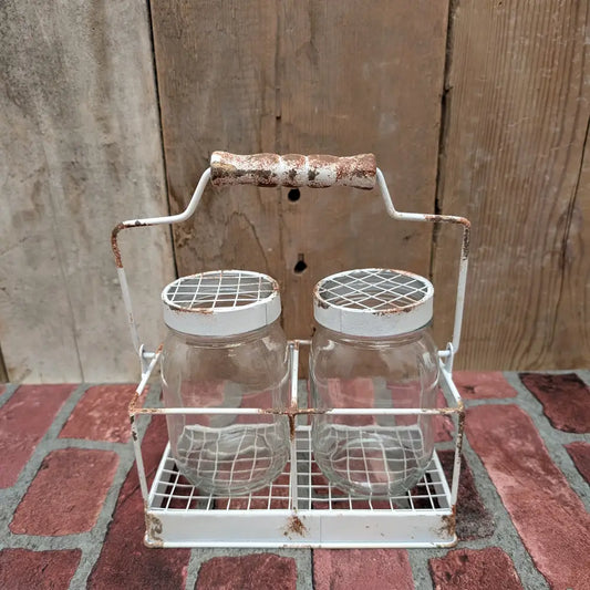 Rustic Metal Holder w/Jars
