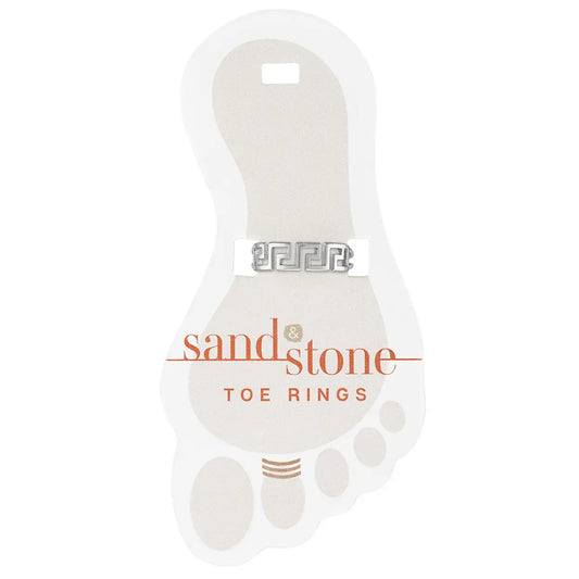 Silver Greek Key Sand & Stone Toe Ring