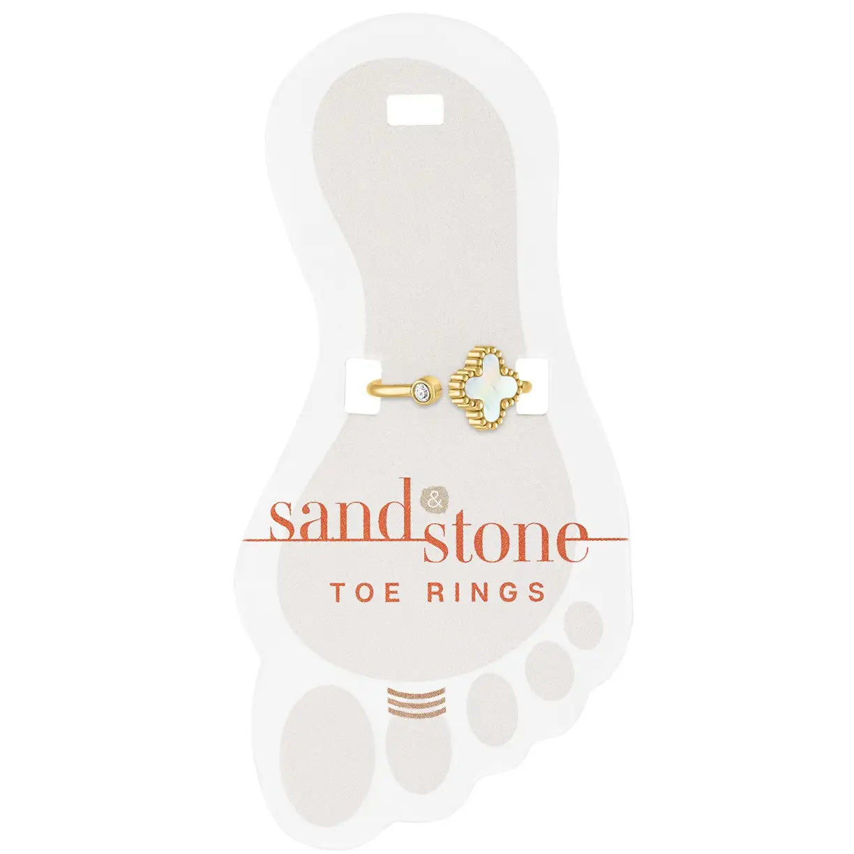 Gold Mini CZ & Quatrafoil Sand & Stone Toe Ring