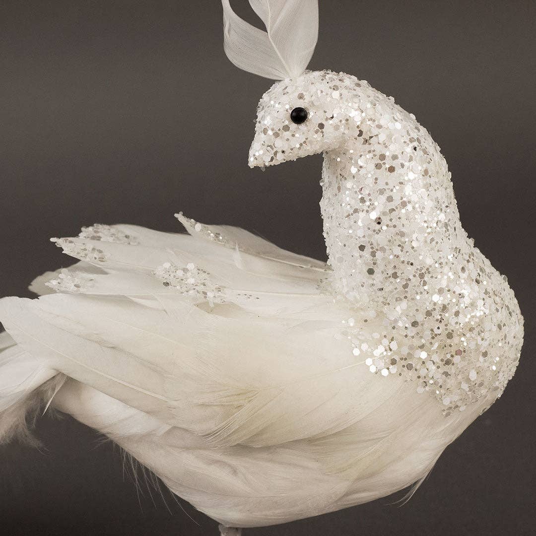 White Peacock Ornament: 15"