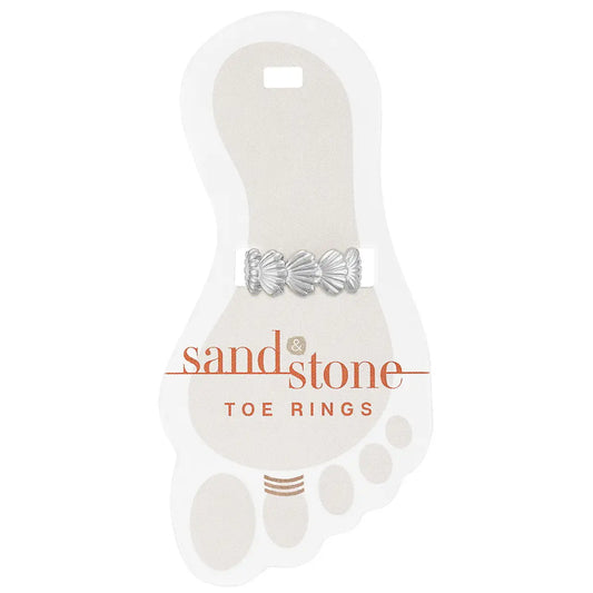 Silver Fan Shell Sand & Stone Toe Ring