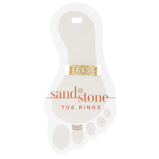 Gold Chain Link Sand & Stone Toe Ring