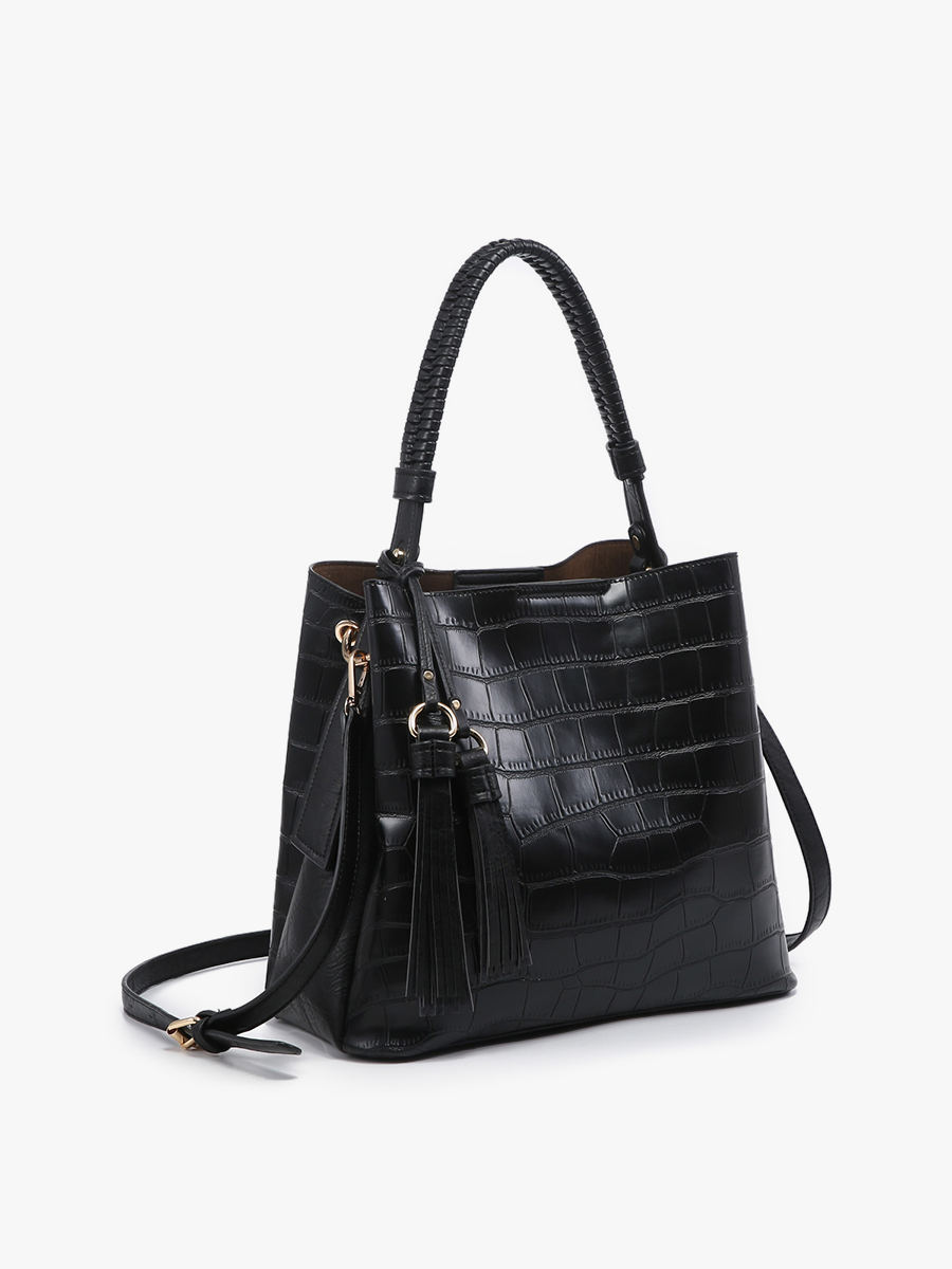 Olivia Crocodile Hobo Bag – Contrast Style | M1895CROC : Black