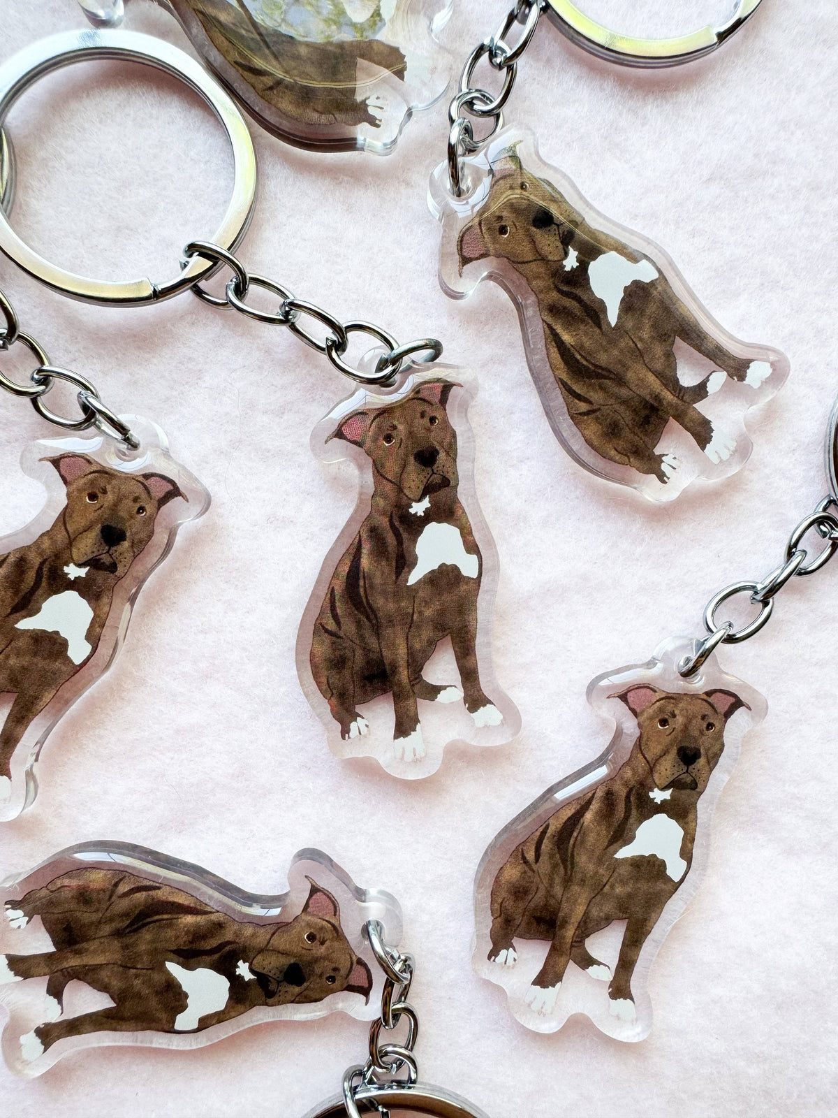 Pit Bull, Staffy (brindle) Keychain