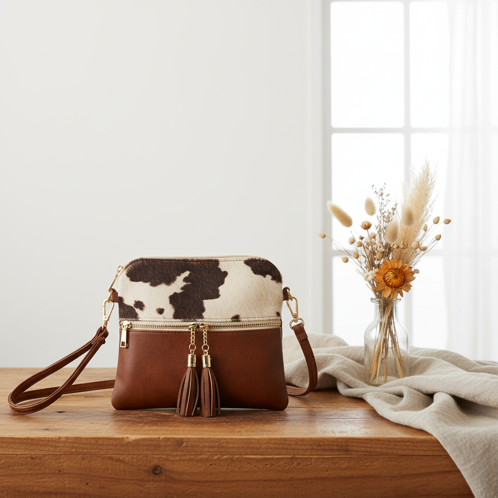 Tara Double Zip Crossbody/Wristlet Bag | M1785 : Cow-Brown