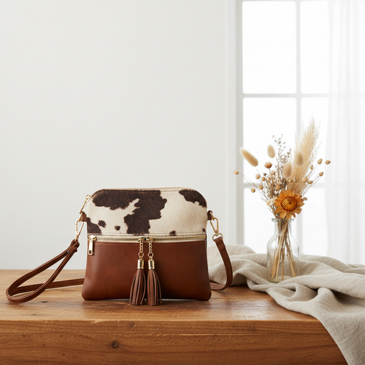 Tara Double Zip Crossbody/Wristlet Bag | M1785 : Cow-Brown