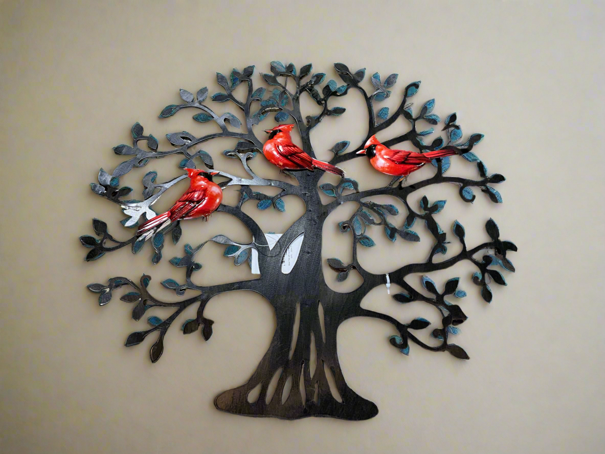 Metal Tree with Cardinals wall decor