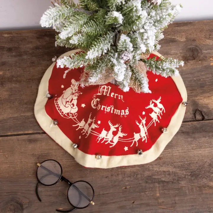 Santa and Sleigh Small Vintage Tree Skirt