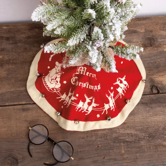 Santa and Sleigh Small Vintage Tree Skirt