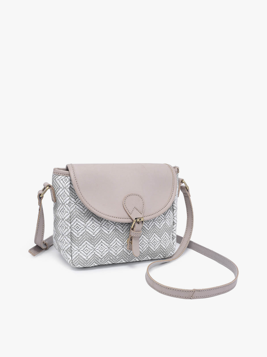 Erin Woven Crossbody w/ Vegan Leather Accents | M2064 : Herringbone/Taupe