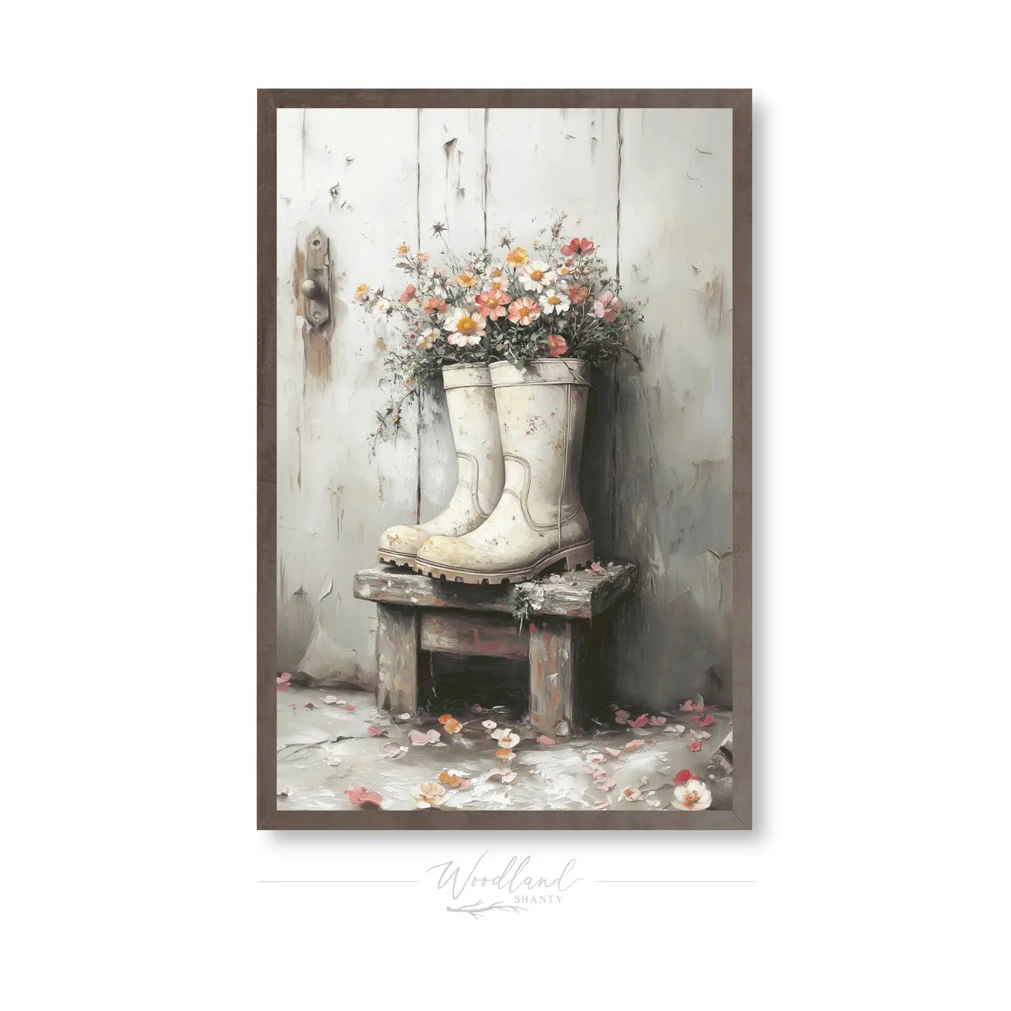 Framed Spring Floral Boots Wall Art Sign