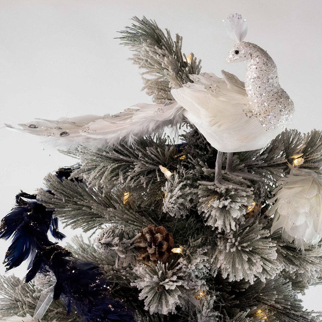 White Peacock Ornament: 15"