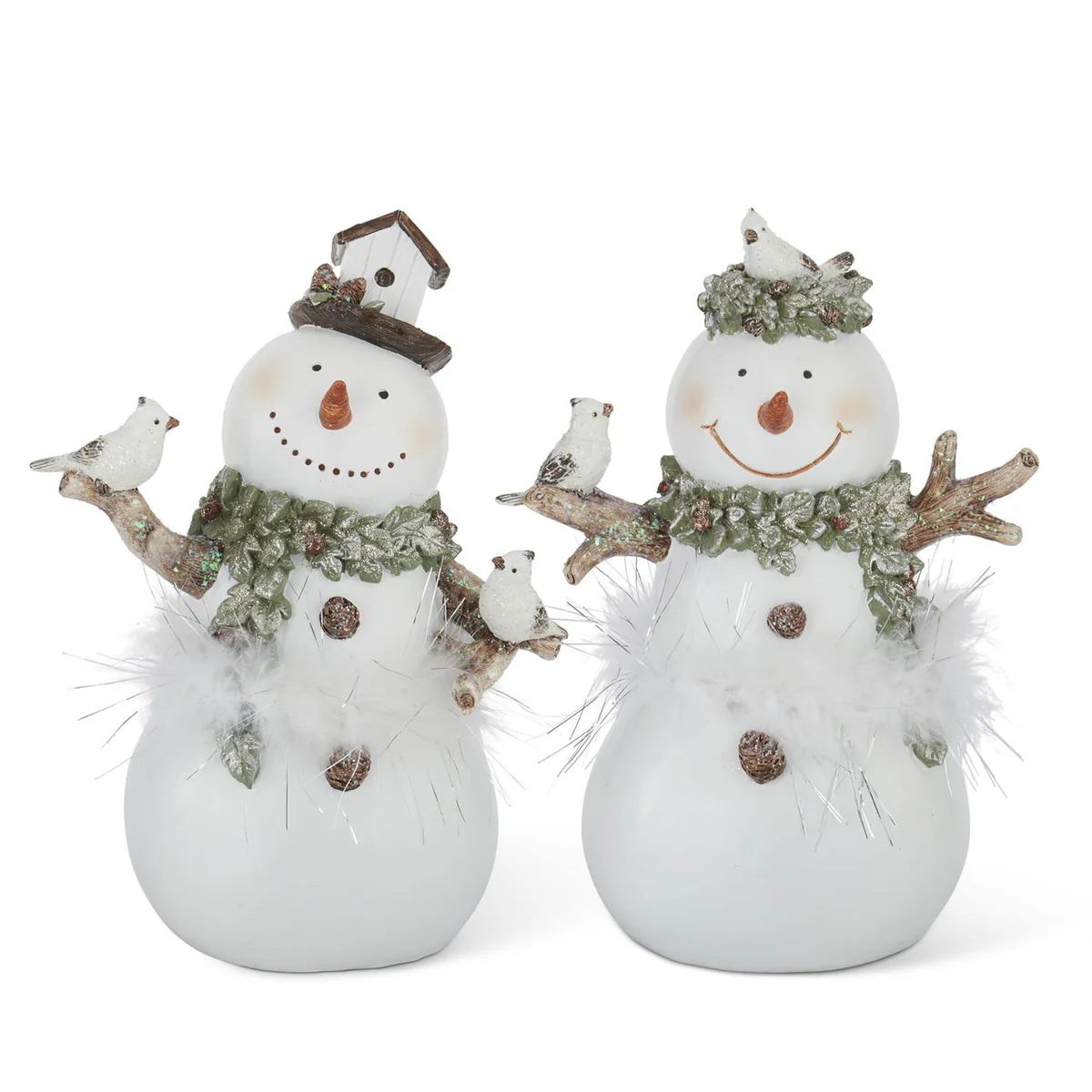 9.75 inch White Glitter Snowman