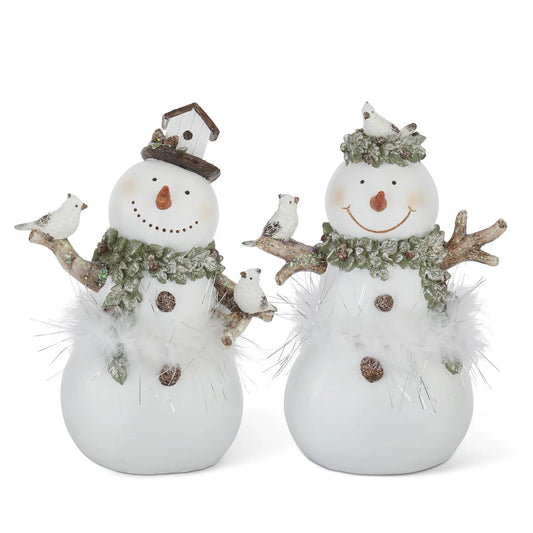 9.75 inch White Glitter Snowman