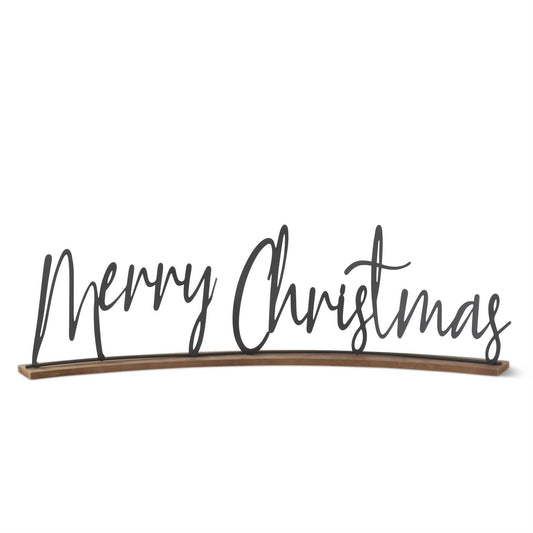 26 inch curved matte black metal merry Christmas