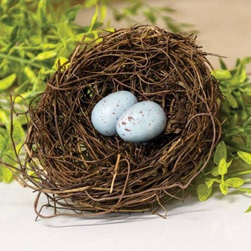 Angelvine Bird Nest With Eggs, 4.5"