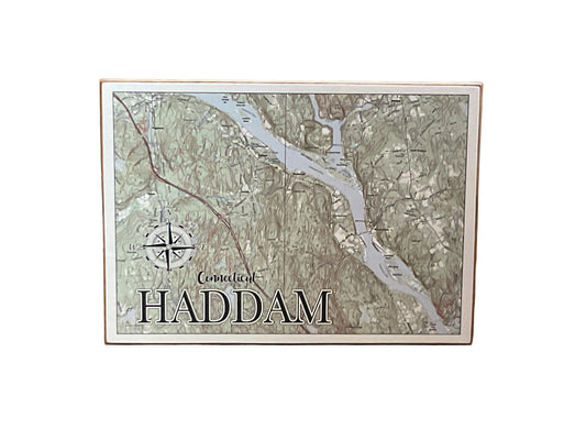 Pine Single Plank Map - Haddam, Connecticut
