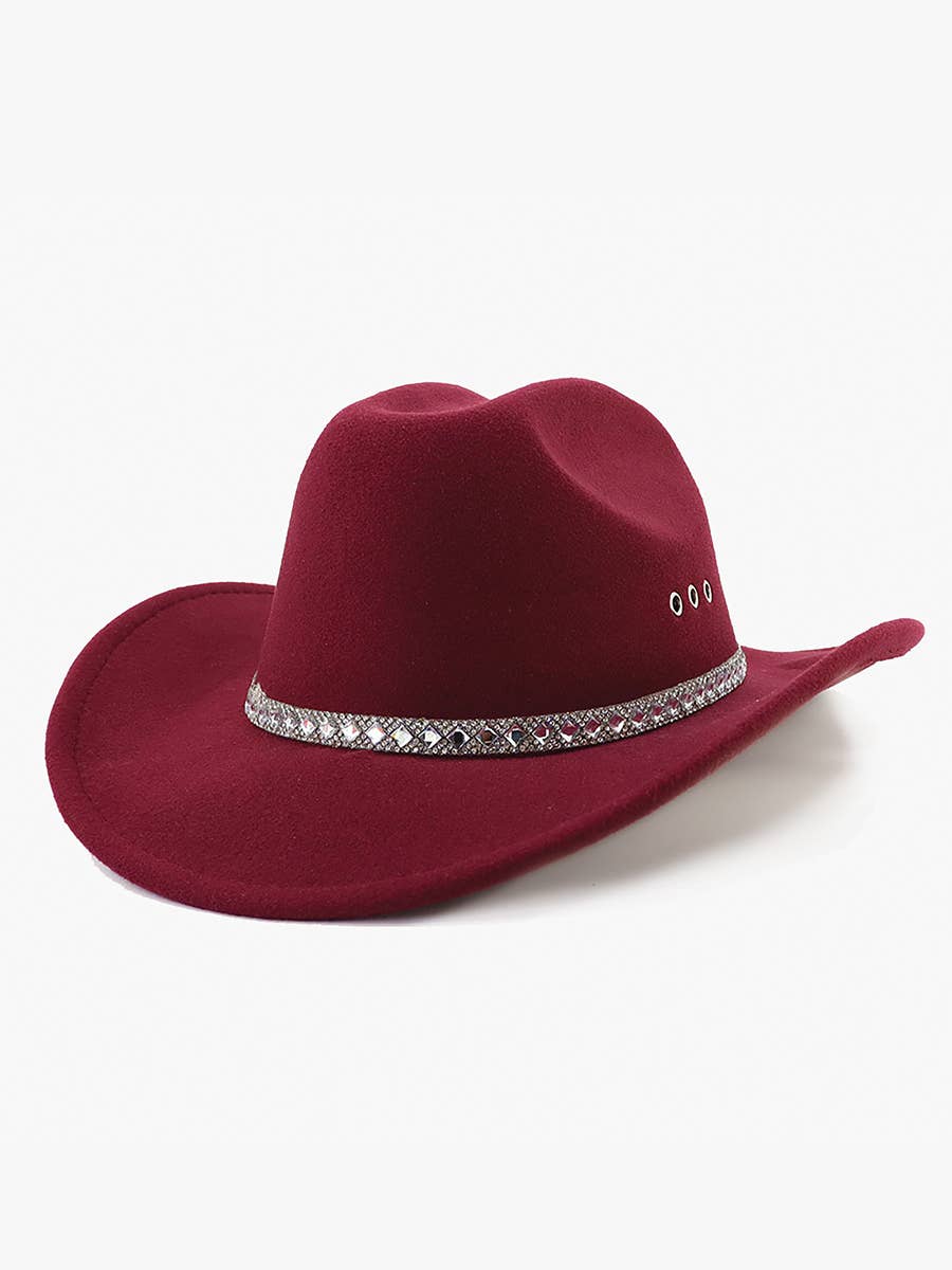Baye Cowboy Hat – Rhinestone Band Eyelets | HAT2664: Black