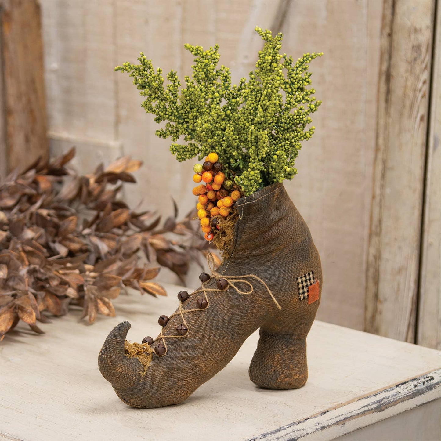 Stuffed Witch Boot Sitter - 13"H