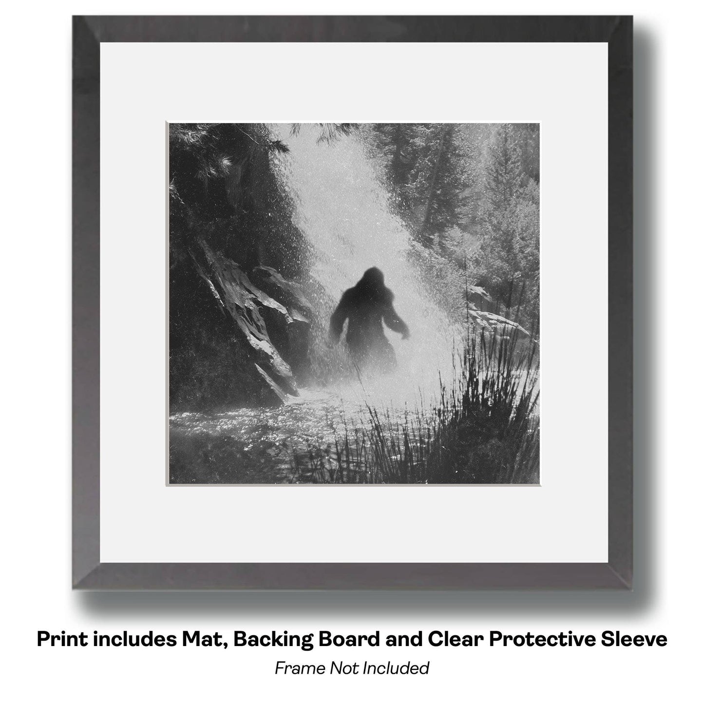 Bigfoot on Dock Having a Heart-to-Heart Talk Art Print - 8"x8" Artwork for 12"x12" Frame