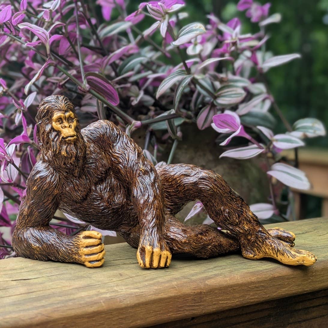 Lying Bigfoot Heart-throb Sasquatch Statue 10 inch Long: Natural
