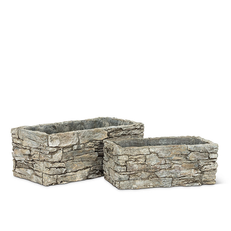 Rectangular Stacked Stone Planter