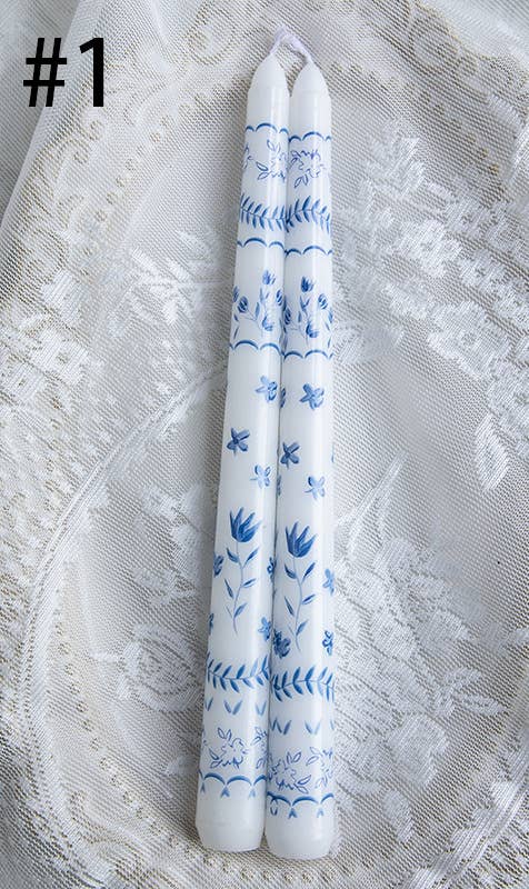 2pcs 25CM Blue and White Porcelain Smokeless Taper Candle: #4