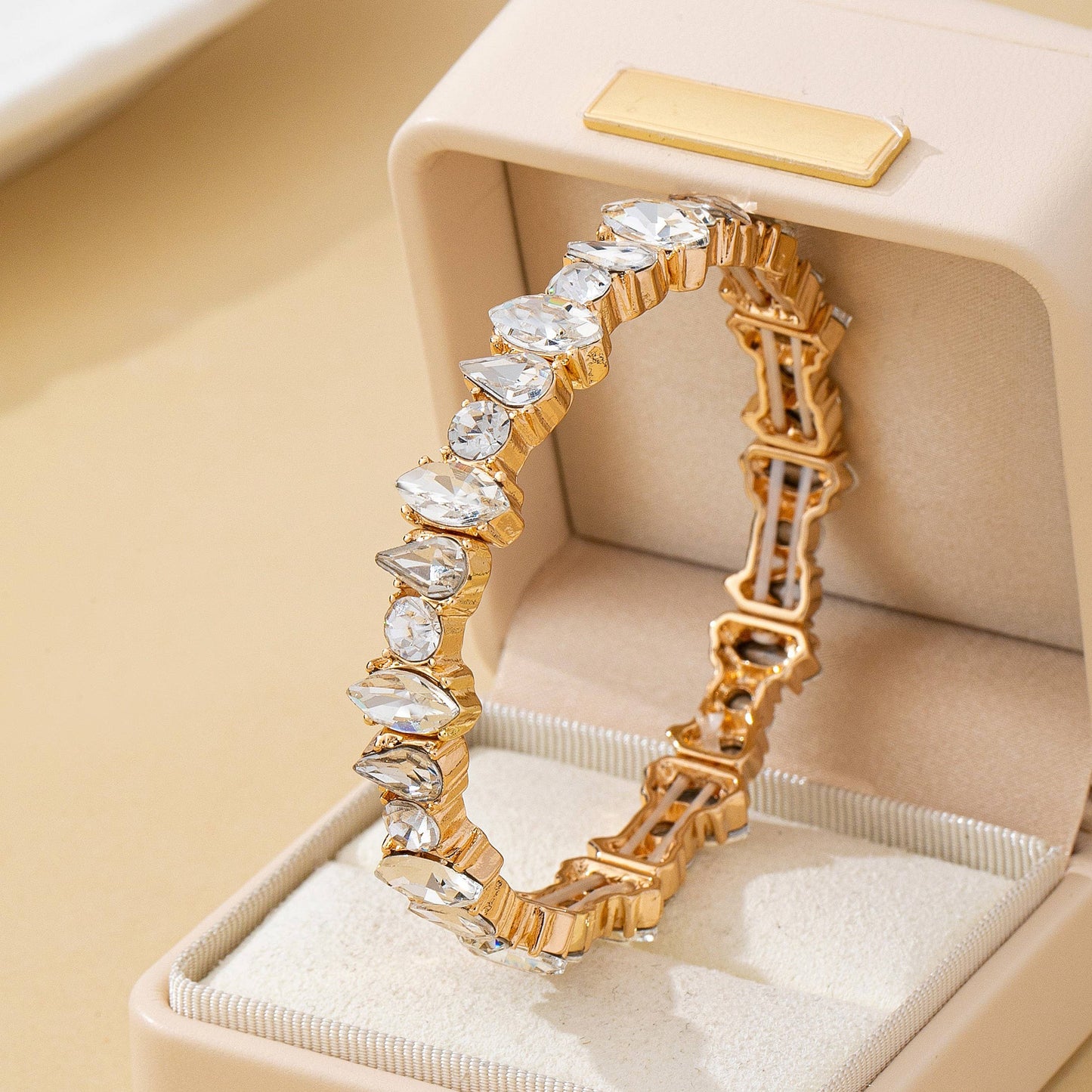 Crystal Gold-Tone Stretch Statement Bracelet | 80B1786: Gold