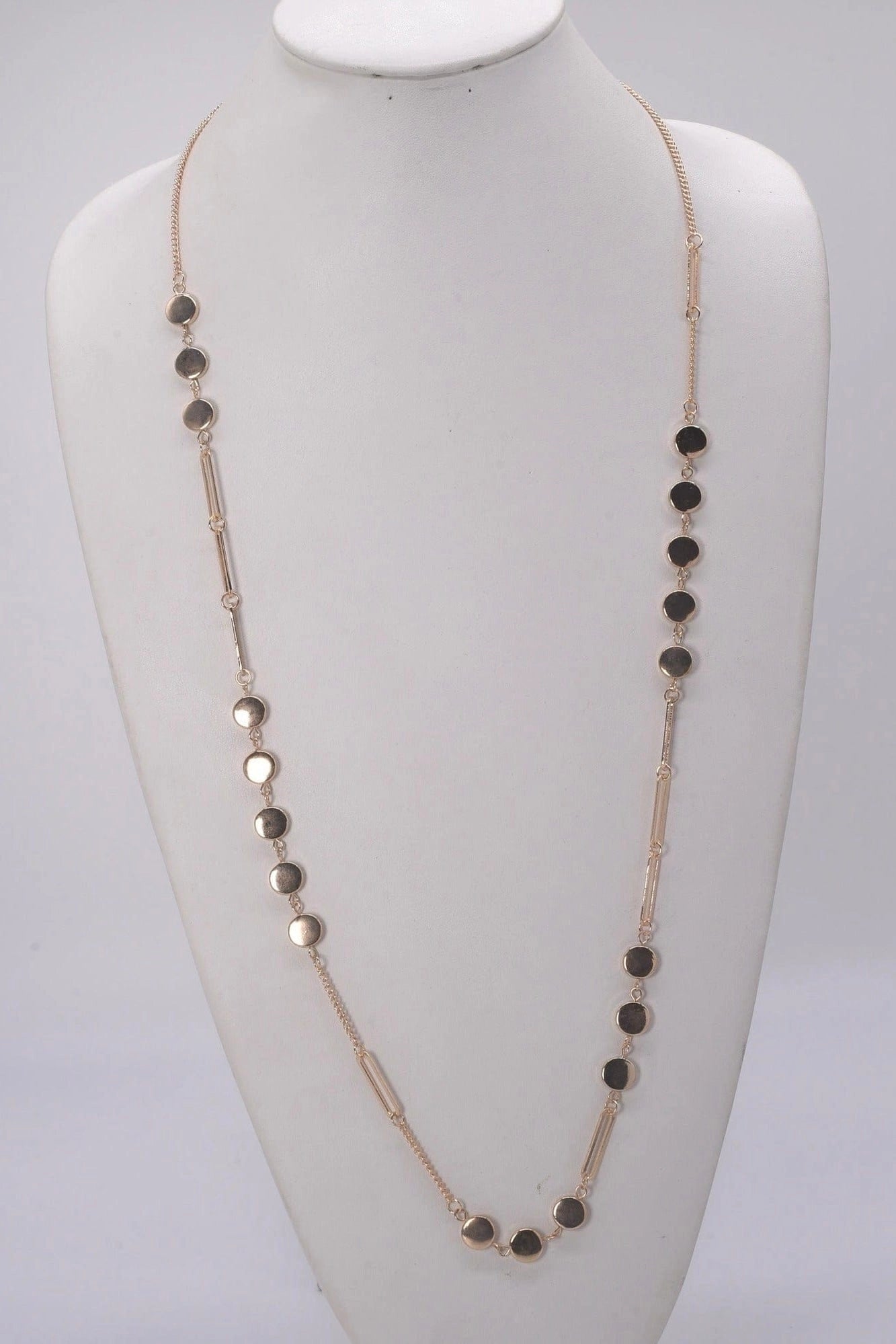 Station Long Chain Necklace - Gold