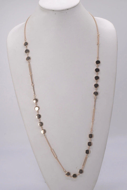 Station Long Chain Necklace - Gold