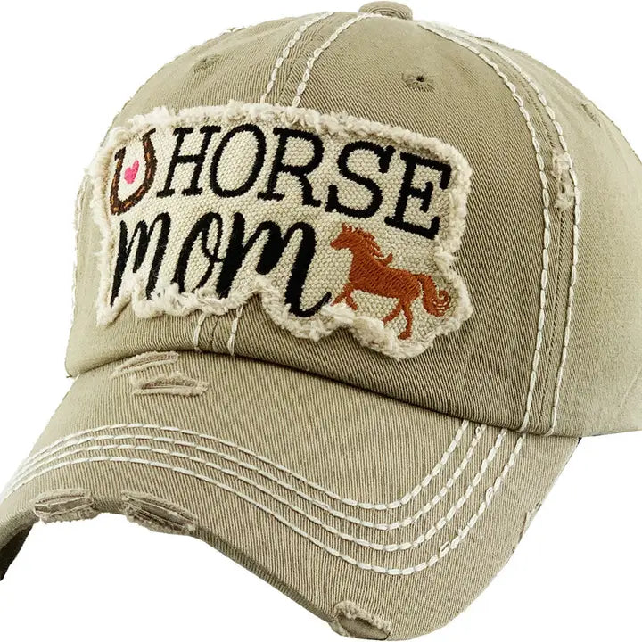 "Horse Mom" Washed Vintage Ballcap