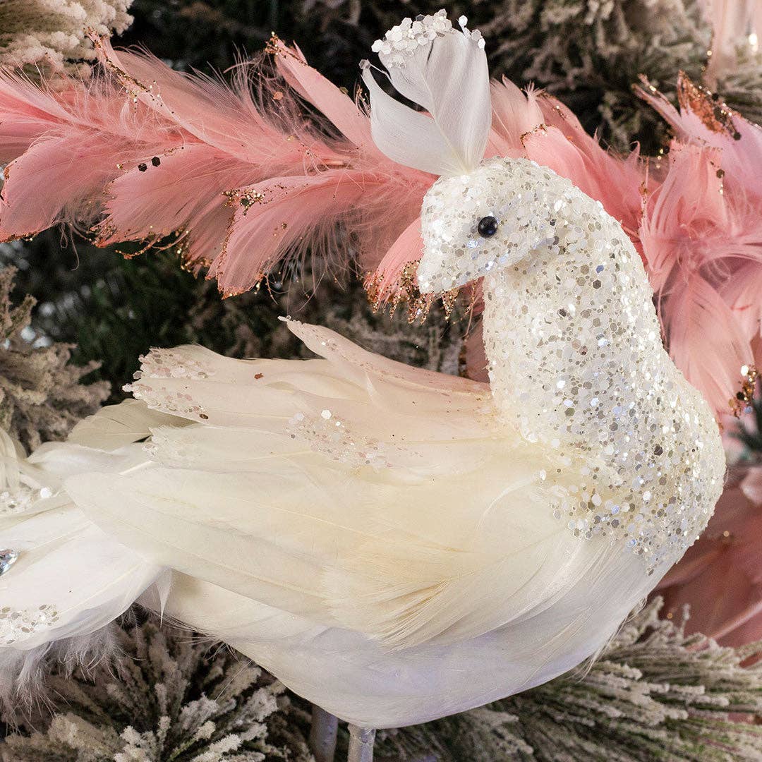 White Peacock Ornament: 18"