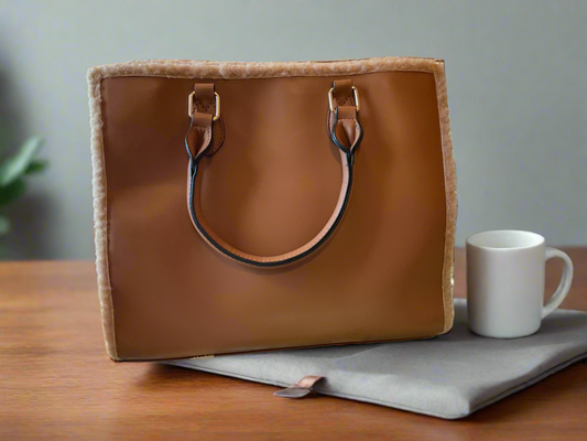 Medium Brown Hand Bag With Fur
