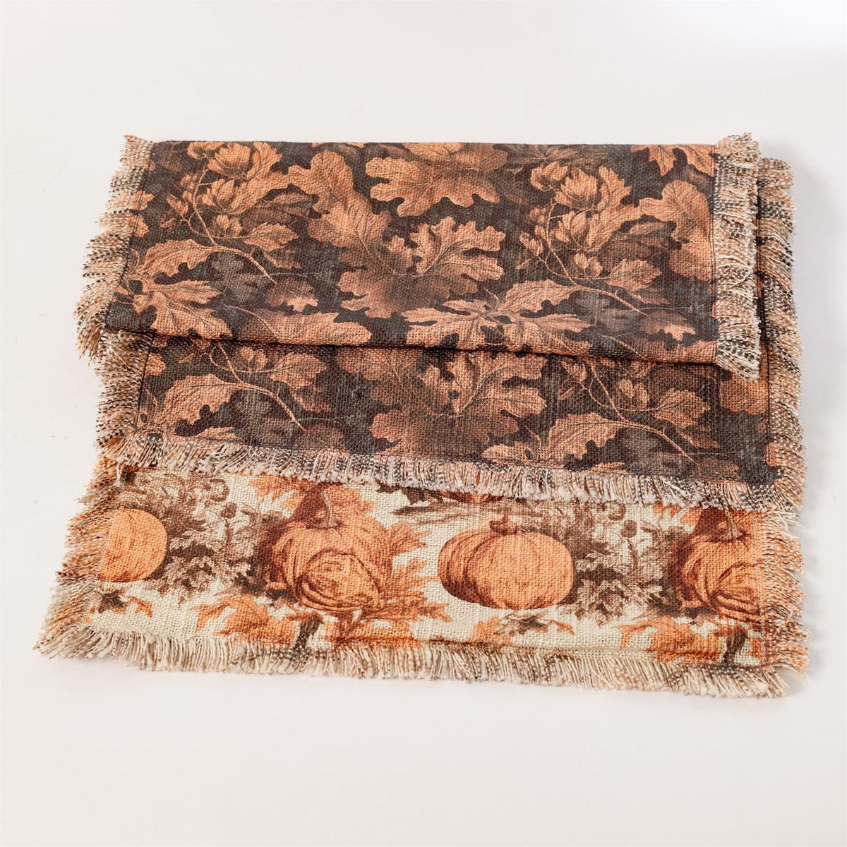 Reversible Table Runner - Fall Leaves And Pumpkins
