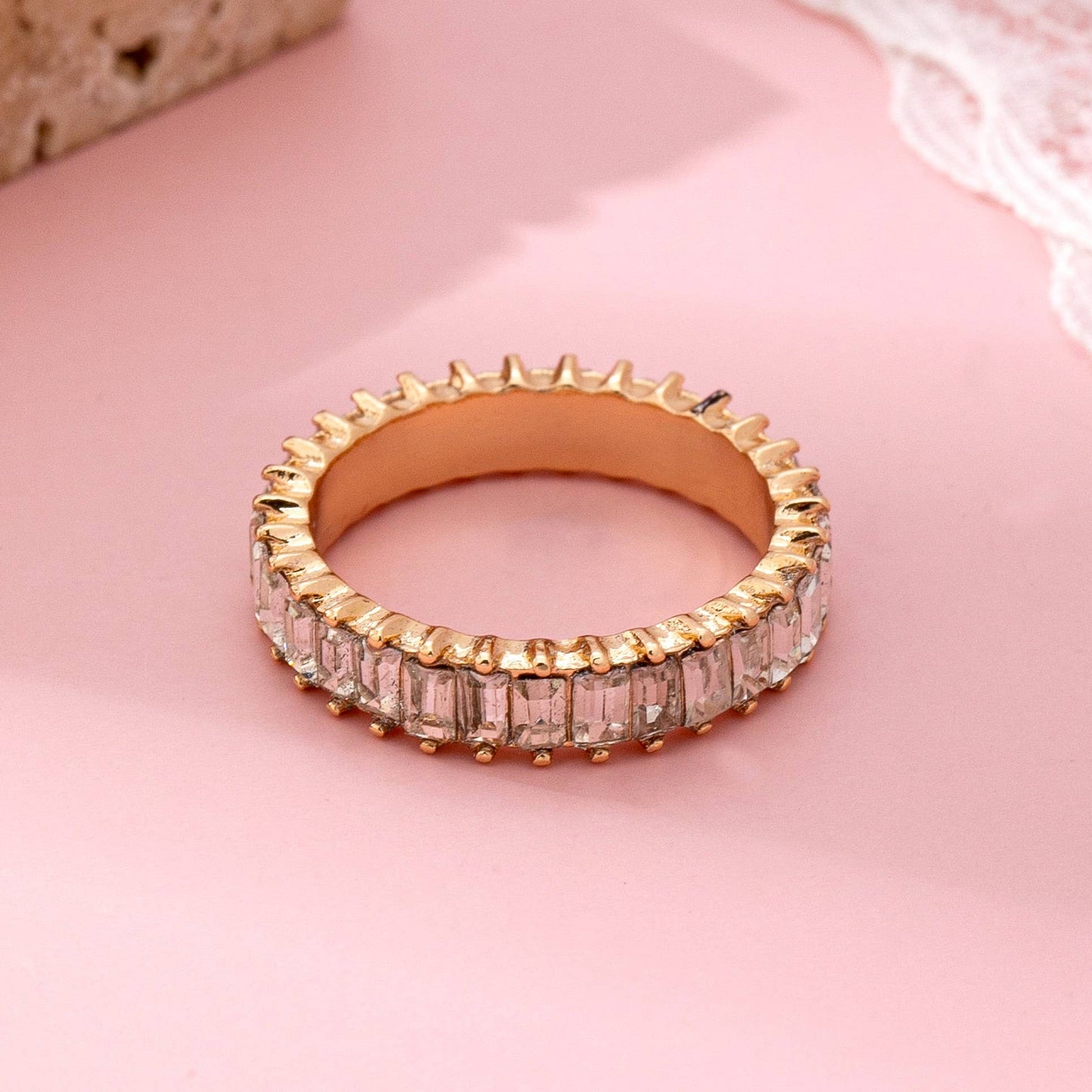 ETERNITY BAGUETTE CRYSTAL RING | 80R206: Gold