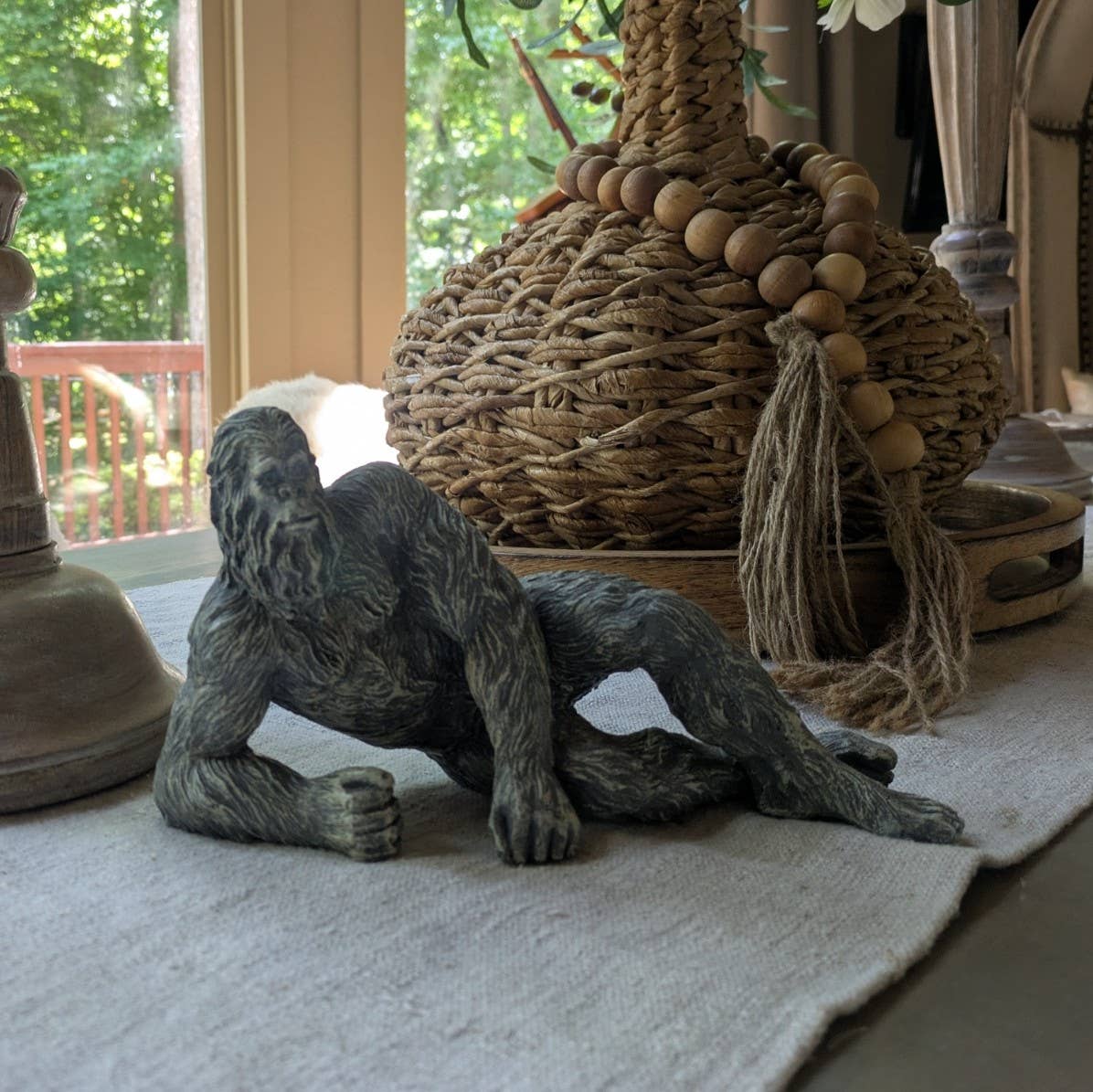 Lying Bigfoot Heart-throb Sasquatch Statue 10 inch Long: Natural